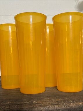Set of 4 Tupperware 16 oz. Tumblers in the color School Bus Yellow